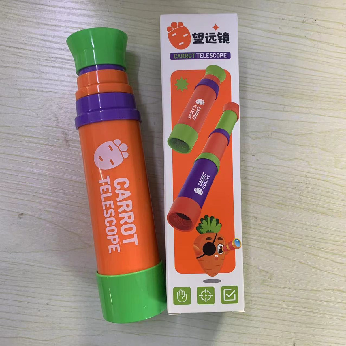 new radish telescope 8 Times single tube 3-section telescopic adjustable focus children's educational science and education boys and girls toys
