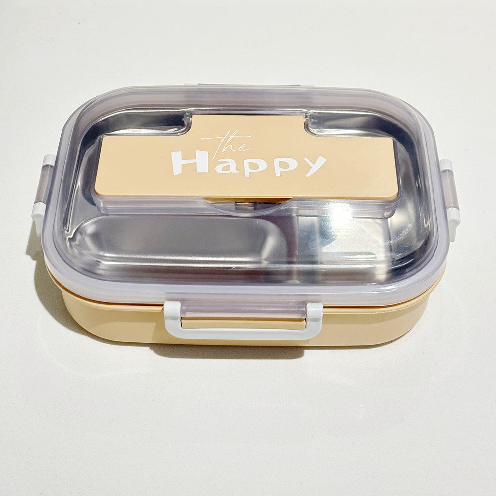 Stainless steel compartment student lunch box lunch box office workers insulation adult men and women double layer simple lunch box wholesale