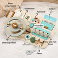 Baby Busy Box Wooden Montessori Early Education Toy for 1-3 Year Olds: Fine Motor Skills Car Steering Wheel Teaching Aid