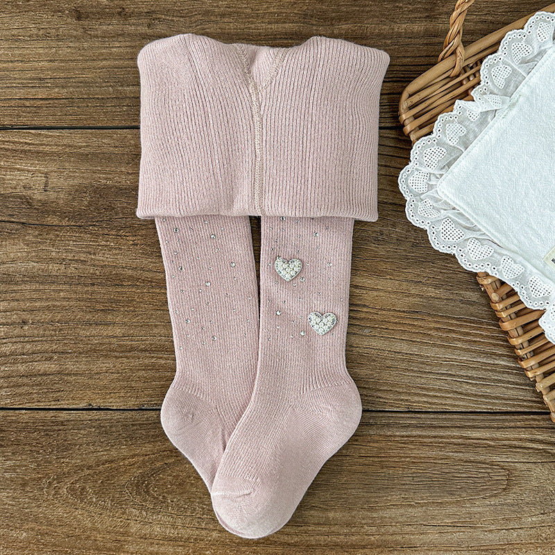Girls' Leggings Autumn and Winter Thin Fleece Medium Thick Children's Footed Pants Korean Style Stylish Thickened Girls' Outerwear Tights