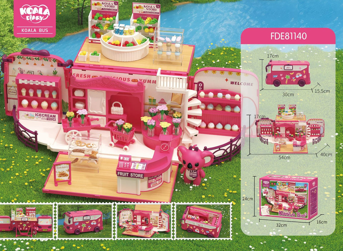 Koala Diary Bus Play House Toy Storage Transformation Rv Villa Doll House Boy Girl Toy Gift