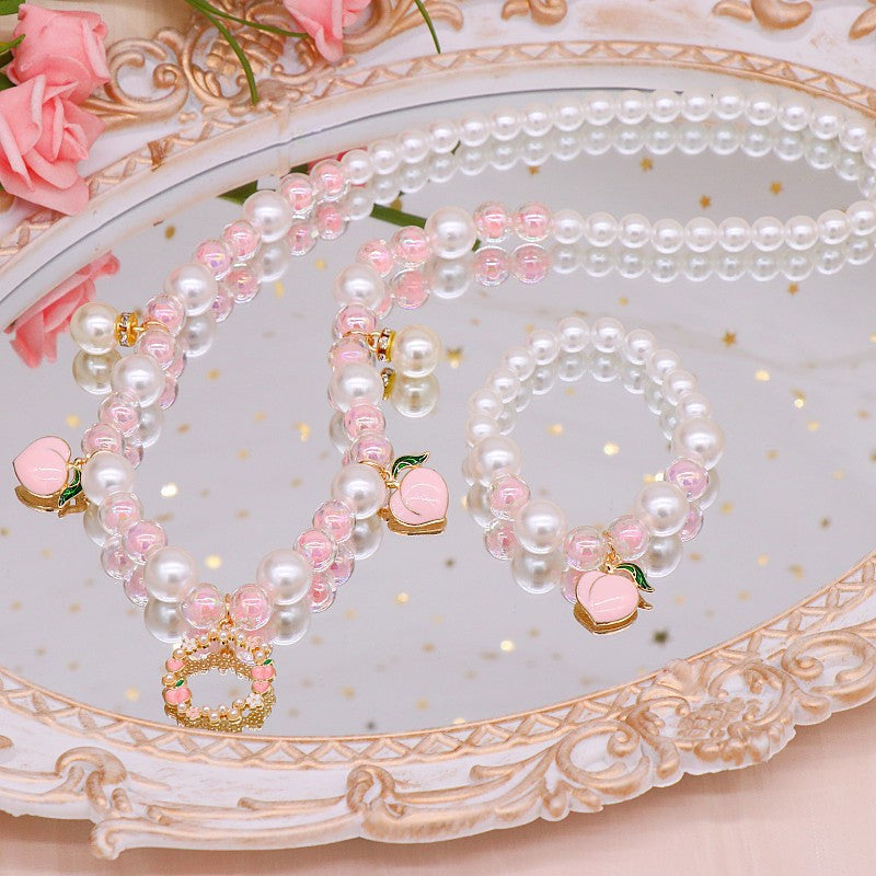 Girls' necklace wholesale imitation pearl girl temperament princess style hanfu clavicle necklace Children Baby bracelet ear clip
