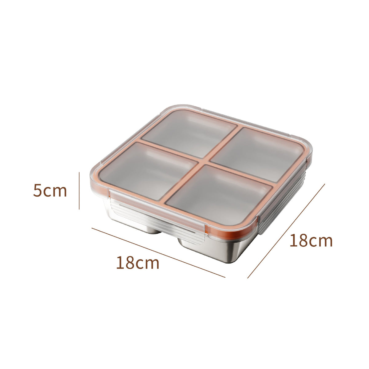 304 Stainless Steel Fresh-Keeping Box, Compartmentalized Lunch Box, Odor-Proof Sealed Box, Bento Box, Snack Box, Four-Compartment Weight Loss Meal Box