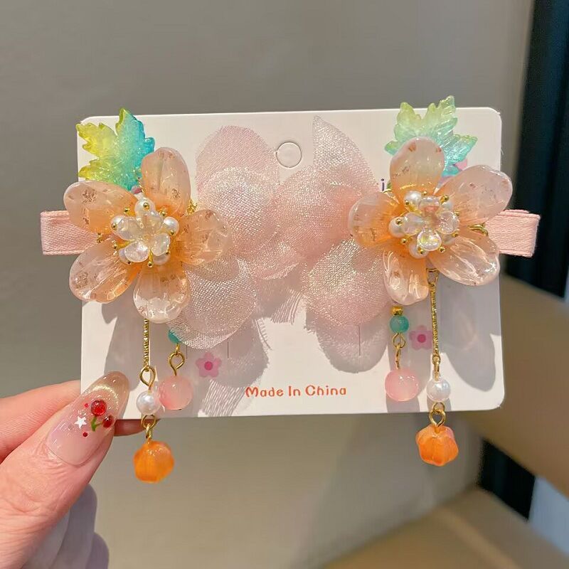Children's Ancient Style Hair Accessories, Hairpins, Han Dynasty Costume Accessories, Tassels, Flowers, Super Fairy Clips, Girls' Glass Headdresses, Butterflies