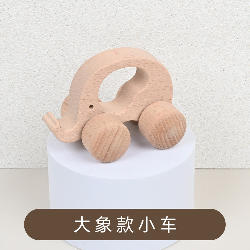Baby log animal shape CAR children's early education grasping inertia practice hand push car educational toys
