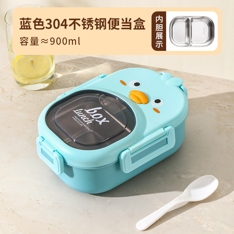 304 Stainless Steel Cartoon Compartment Lunch Box for Students, Kids Insulated Bento Box, Sealed and Portable, Stylish and Beautiful
