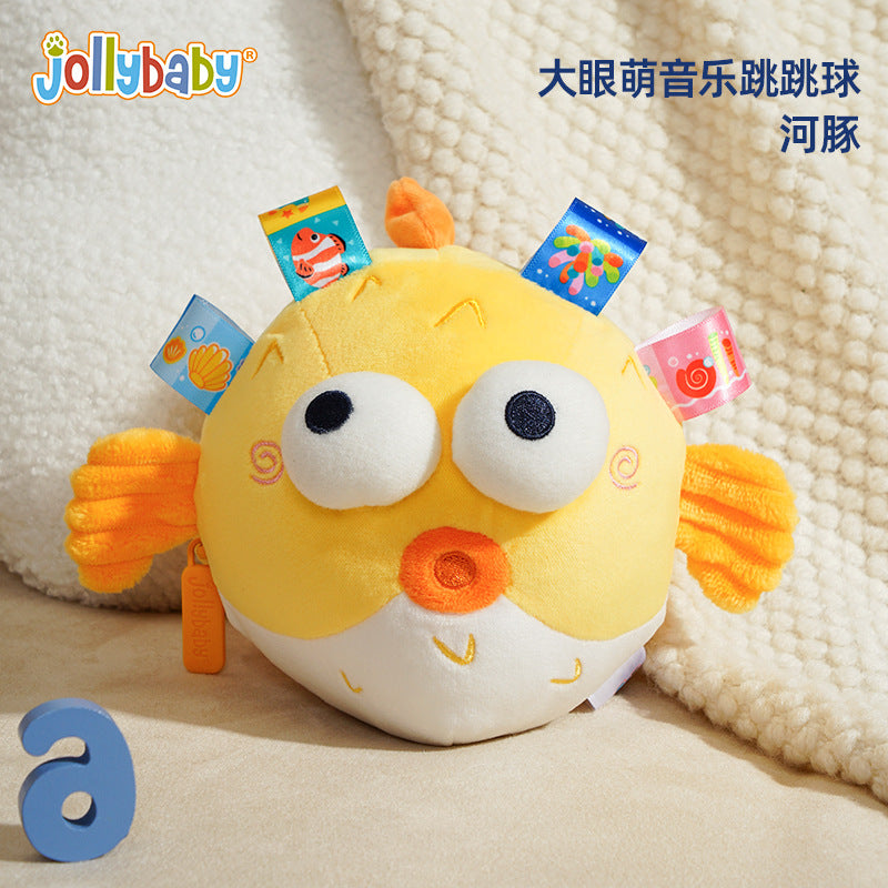 Jollybaby Newborn Baby Puzzle Soothing Plush Baby Toy Music Jumping Ball Baby Hand Grab Ball