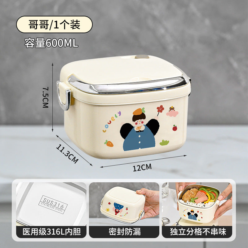 New Product 316 Stainless Steel Insulated Lunch Box for Office Workers, Microwaveable Lunch Box, Small Lunch Box