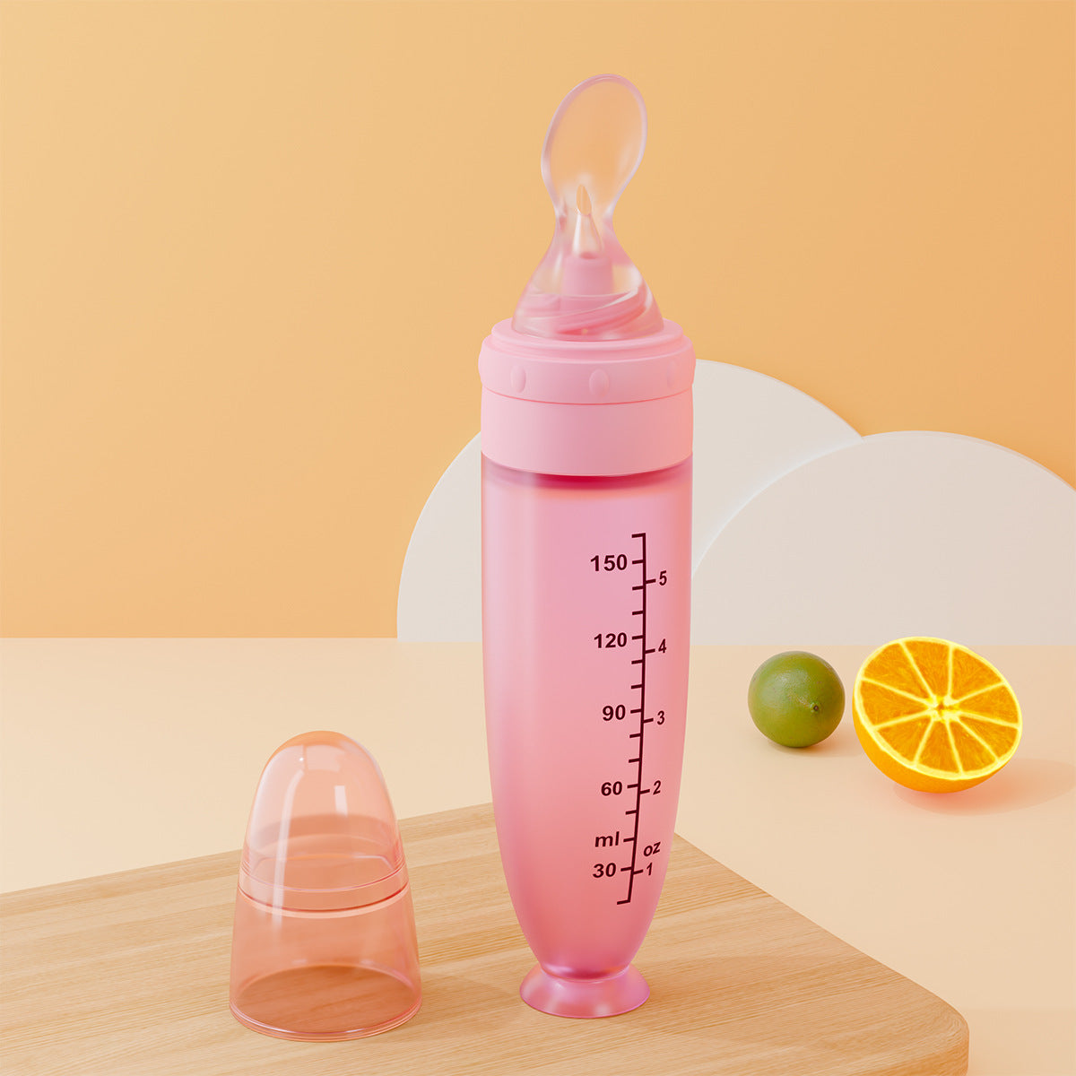 Baby Rice Bottle 150ML Silicone Soft Spoon Squeeze Fruit Juice Bottle Supplementation Spoon Suction Cup Silicone Rice Noodle Milk Bottle