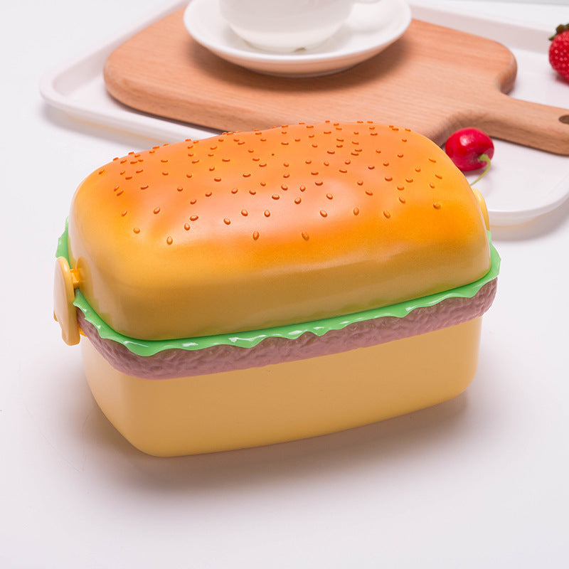 Creative Cute Burger Student Lunch Box Microwave Lunch Box Multi-Layer Children's Lunch Box Fruit Crisper Gift