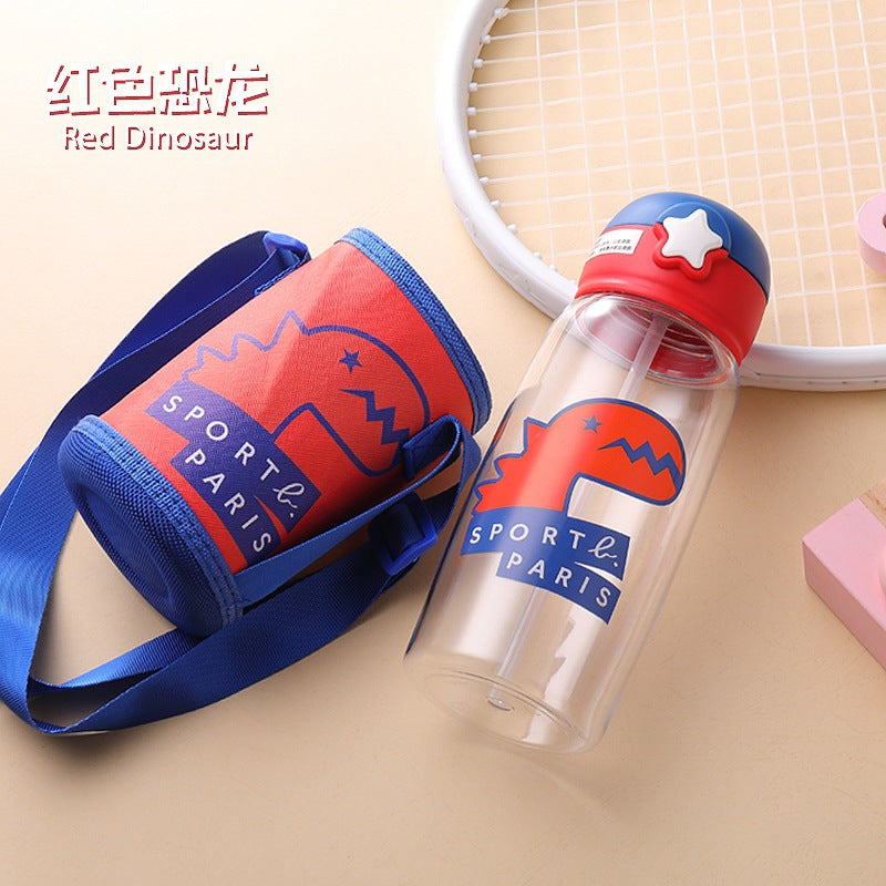 Manufacturer Wholesale Internet Celebrity Antler Cup Summer Outdoor Portable Strap Plastic Water Cup Children's Cartoon Straw Cup Customization