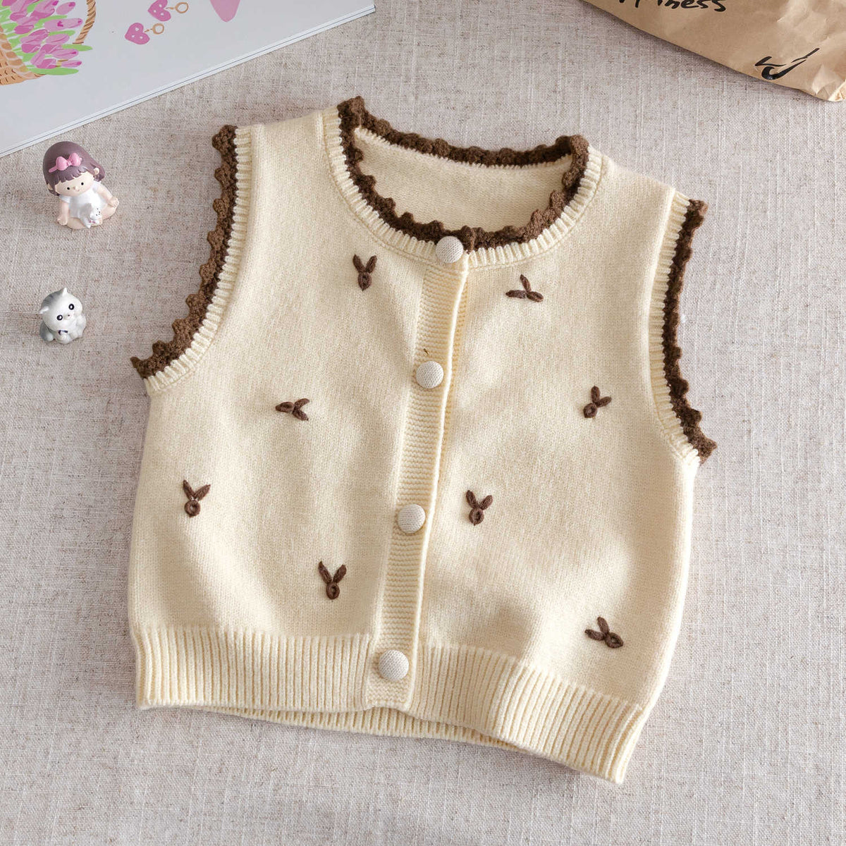 Children's Vest Autumn Clothing 2026 New Style Girls' Fashionable Outerwear Vest Baby Autumn and Winter Knitted Sleeveless Jacket Toddler Clothing
