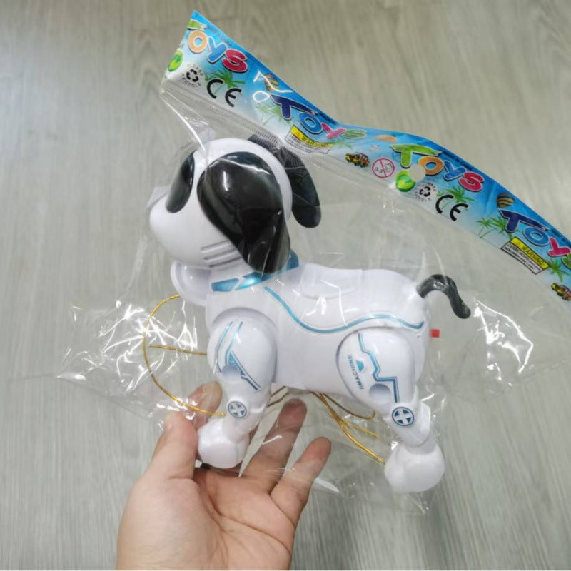 Cross-Border Popular Traction Electric Dog Simulation Mechanical Dog Children's Early Education Toys Baby Puppy with Light Toys