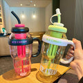 Large Capacity Water Cup, Giant Straw Cup for Female Students, New Stylish Design, Summer Cup with Handle, Ice Cup, Plastic Cup