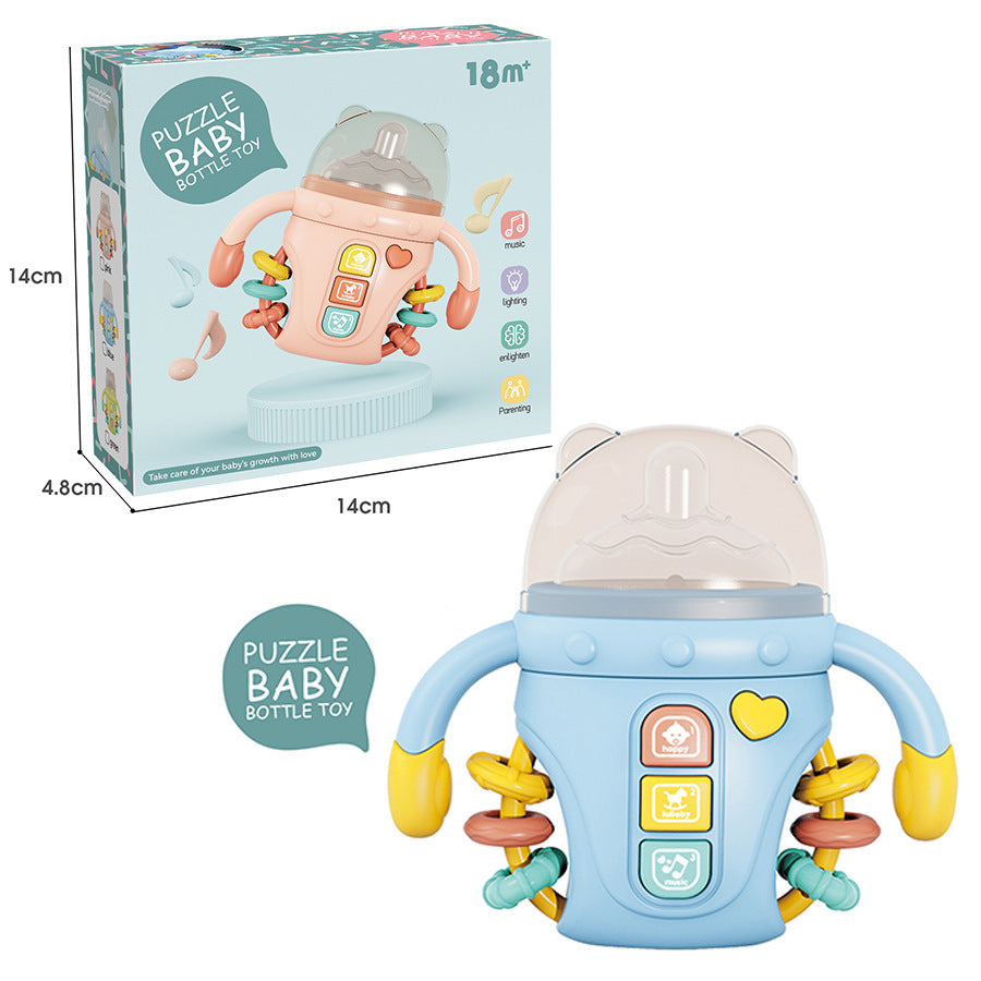Multifunctional Baby Music Light-Up Bottle Toy 0-18m Early Education Educational Toy for Babies, Chewable Rattle, Grasping Training