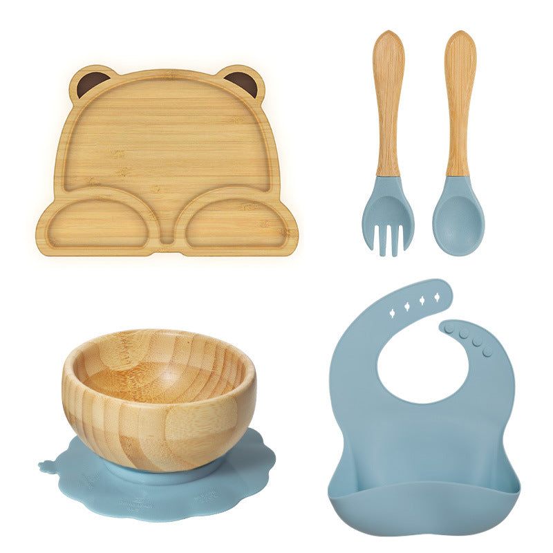 Wooden Children's Supplementary Food Plate Creative Cartoon Dinner Plate for Kindergarten Baby's Bamboo and Wooden Plate Baby Suction Disc Bowl
