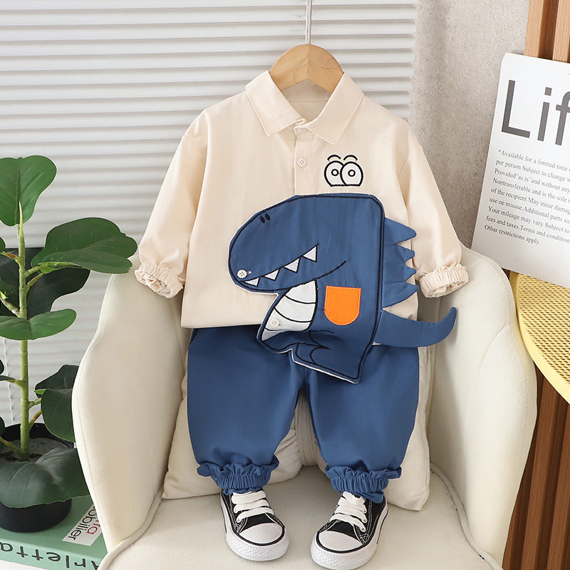 Children's Clothing Boy's Autumn Clothing Stylish Shirt suit Baby's Autumn Fashionable Children's Handsome Children's Cartoon Clothes for Generating Hair