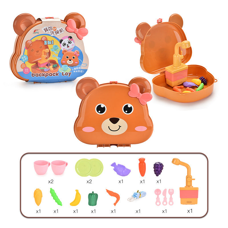 Children's Vegetable Washing Basin Simulation Kitchenware Electric Circulation Water Discharge Washing Table Puzzle Play House Kitchen Dishwasher Toy