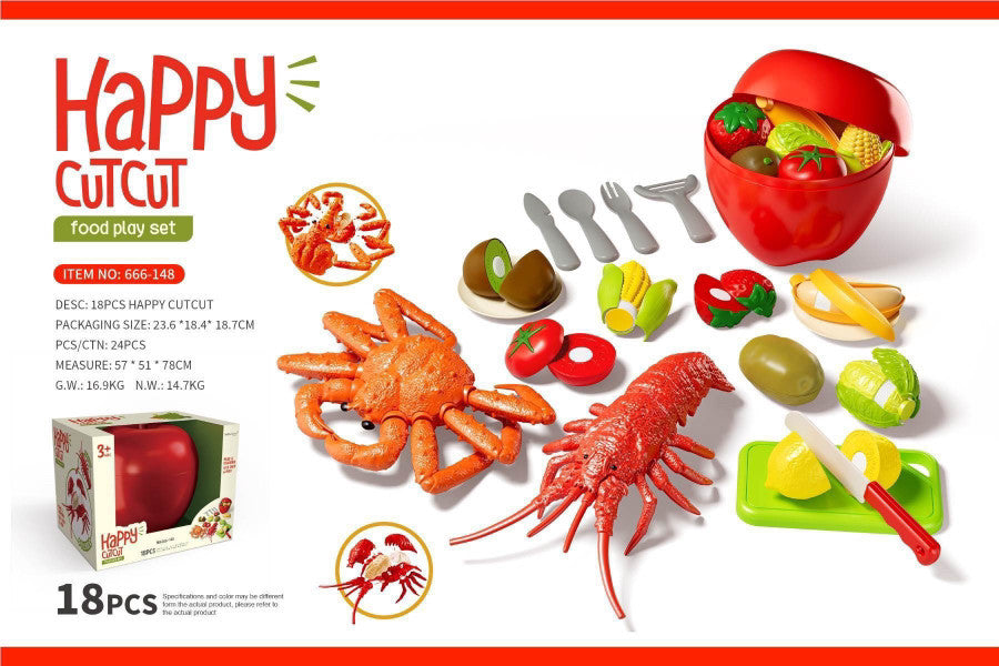 Children's Pretend Play Fruit, Vegetable, and Seafood Toys, Peelable and Chewable, Realistic Kitchen Playset, Birthday Gift