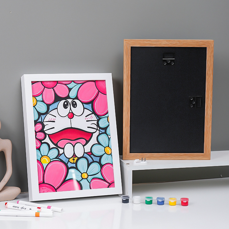 Quick-release picture frame for storage and display of children's paintings; magnetic mounting