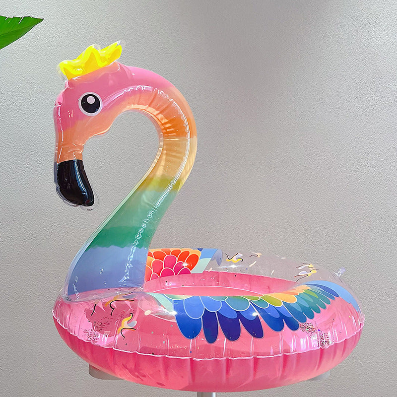 New children's pink rainbow horse sequins swimming ring inflatable water cute unicorn children's sponge bottom seat ring