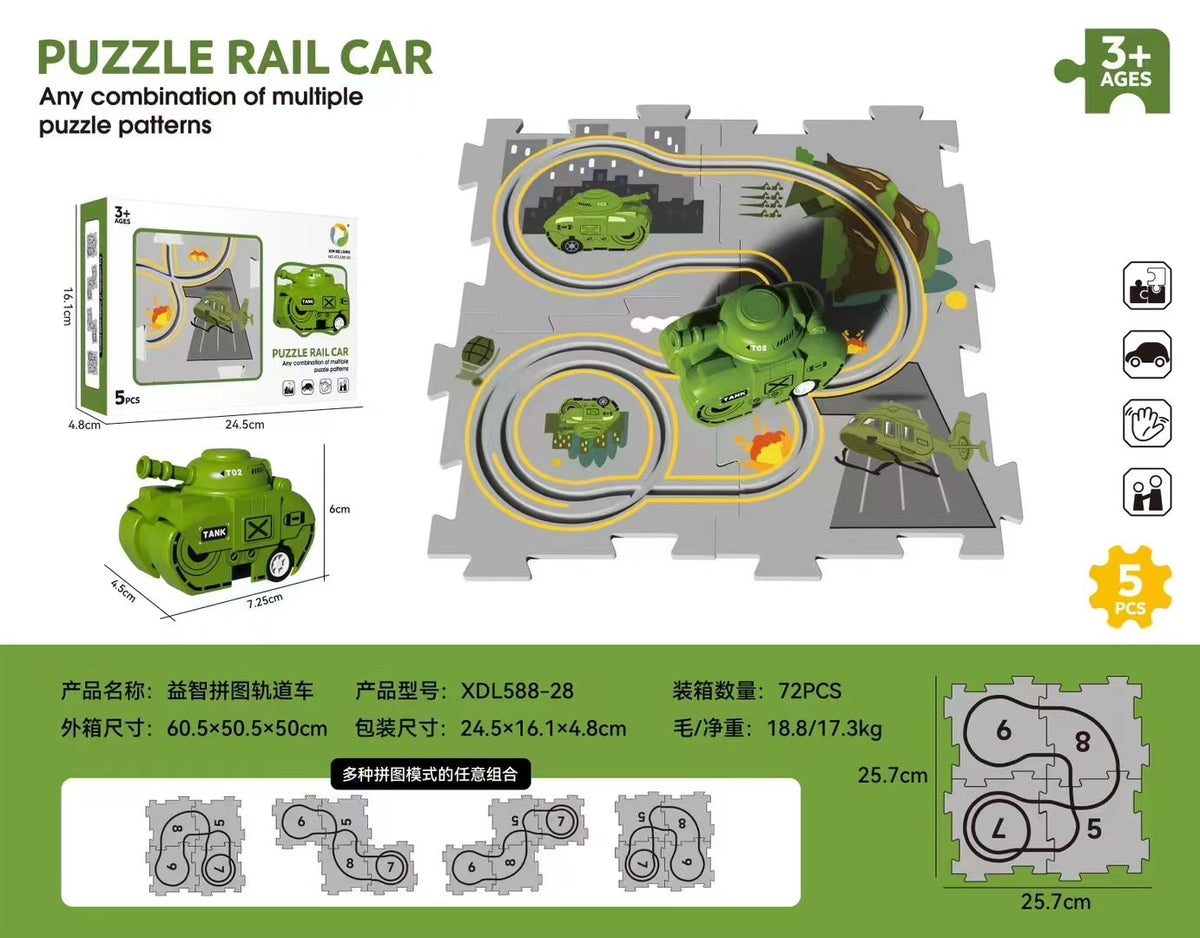 Cross-border Amazon jigsaw puzzle rail car DIY assembled sliding rail car electric train children's toy batch
