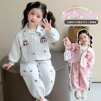 Girls Sports Suit Autum 2025 New Kidsren's Labubu Cardigan Sweatshirt Two-Piece Set Baby Spring and Autum Clothes