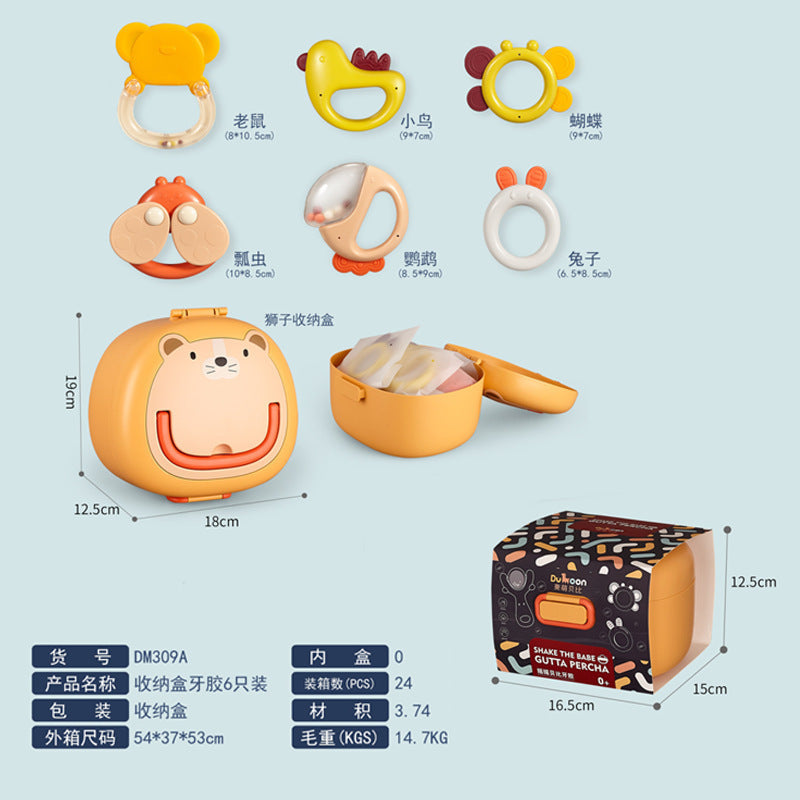 Baby hand bell soothing toys puzzle early education grasp 0-3-6 months newborn can grit storage box