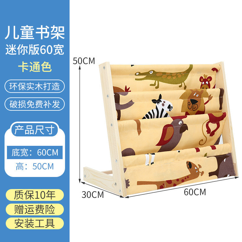 in stock Solid Wood Bookshelf Floor-Standing Children's Room Picture Book Storage Rack Kindergarten Reading Area Corner Book Picture Book Rack Bookcase