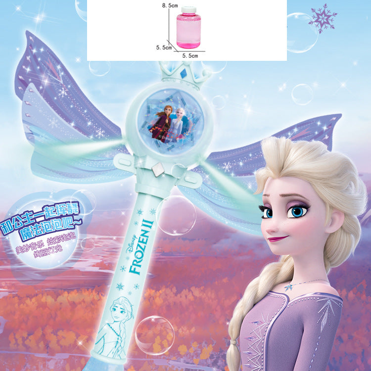 Online celebrity Princess magic stick bubble machine fairy handheld luminous music leak-proof bubble stick girl toy automatic