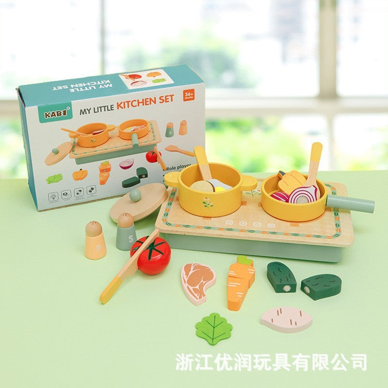 Children's Food Toy Set Baby Household Wooden Cutting Knife and Cutting Board Combination Tool Kitchen Tableware Toy