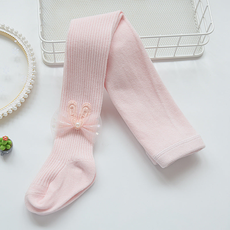 Children's Pantyhose Spring and Autumn Thin Baby Outer Wear Bottoming Socks Grey Western Style Middle and Large Children's Cotton Girls' Leggings