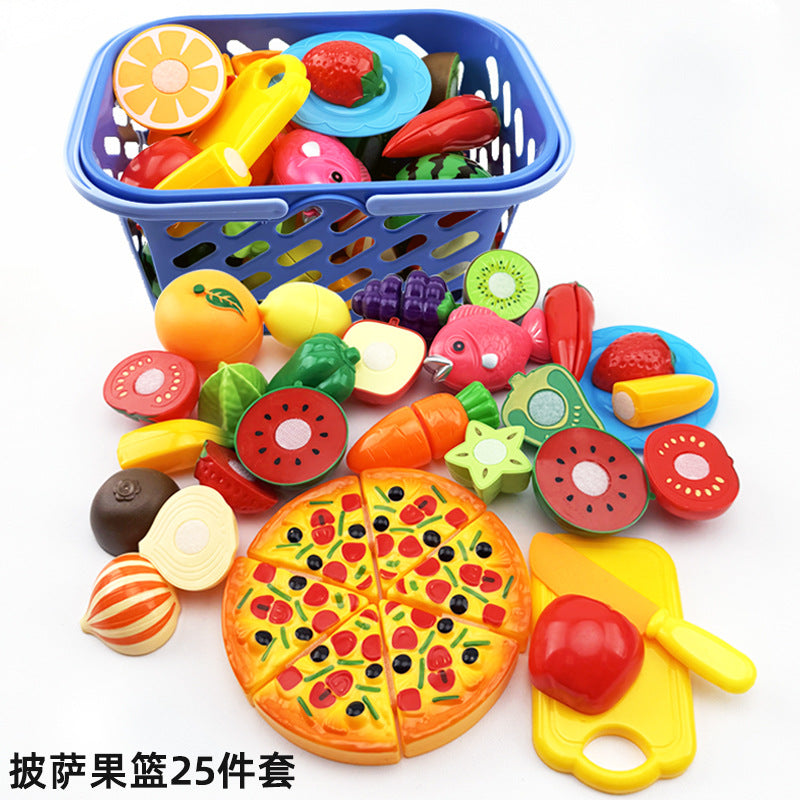 Cross-border Children's Play-house Simulation Vegetables and Fruits Cutting Music Girls Cooking Kitchenware Educational Kitchen Toy suit