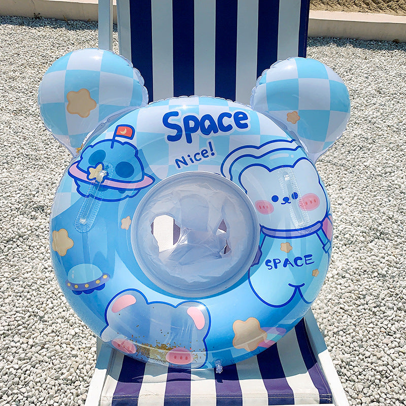 New children's pink rainbow horse sequins swimming ring inflatable water cute unicorn children's sponge bottom seat ring
