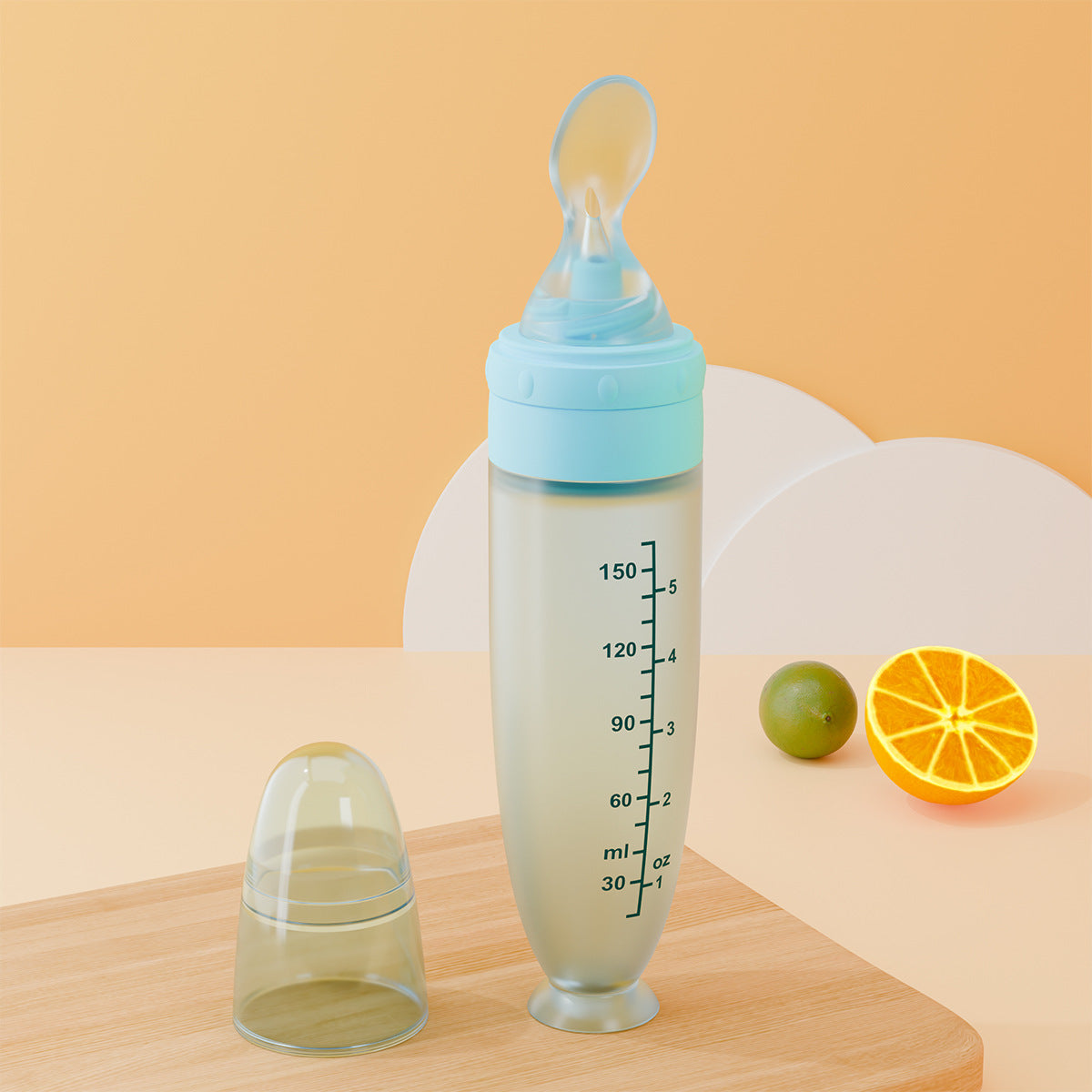 Baby Rice Bottle 150ML Silicone Soft Spoon Squeeze Fruit Juice Bottle Supplementation Spoon Suction Cup Silicone Rice Noodle Milk Bottle