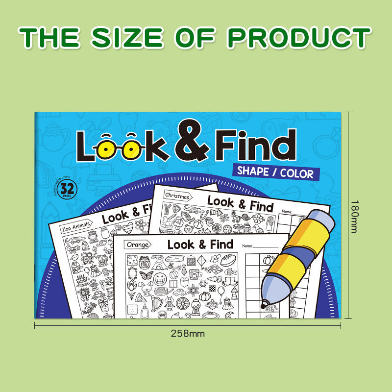 Cross-border Look &amp; Find Fun “Find It!” Game: Color-By-Observation Book for Toddlers to Build Early Attention &amp; Focus