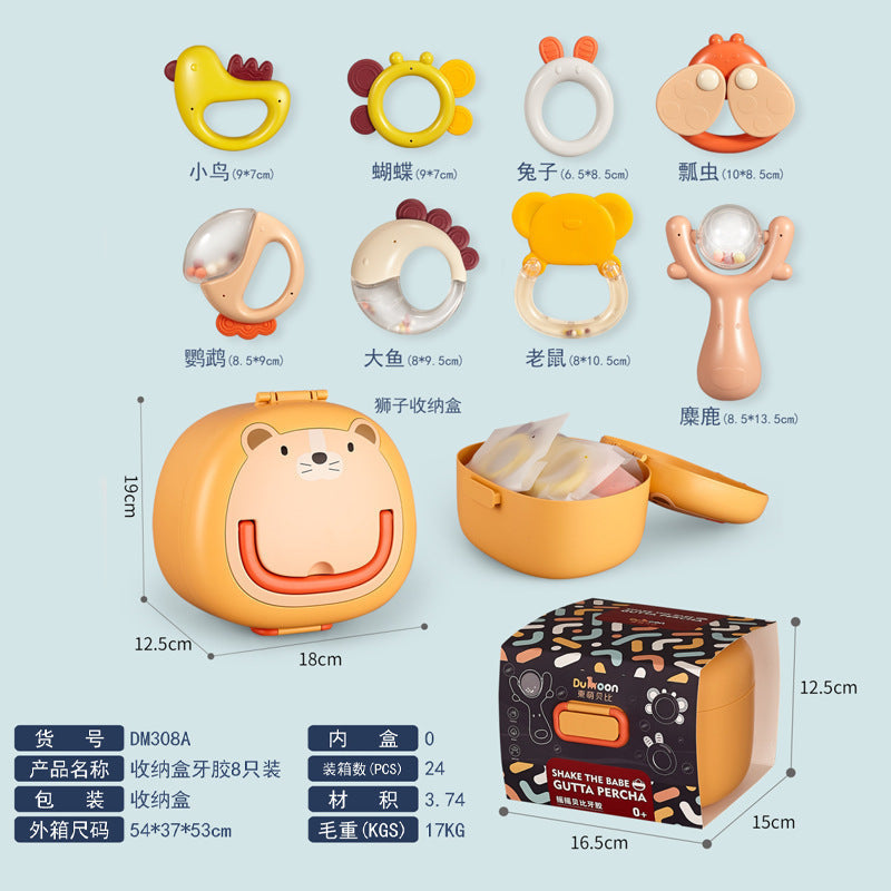 Baby hand bell soothing toys puzzle early education grasp 0-3-6 months newborn can grit storage box