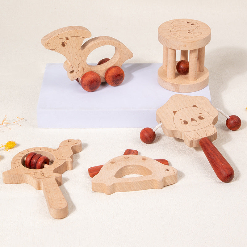 Cross-Border Wooden Children's Toys for Early Education, 0 to 6 Months Baby Hand Rattles, Bed Bells, Baby Musical Instruments, Newborn Gifts