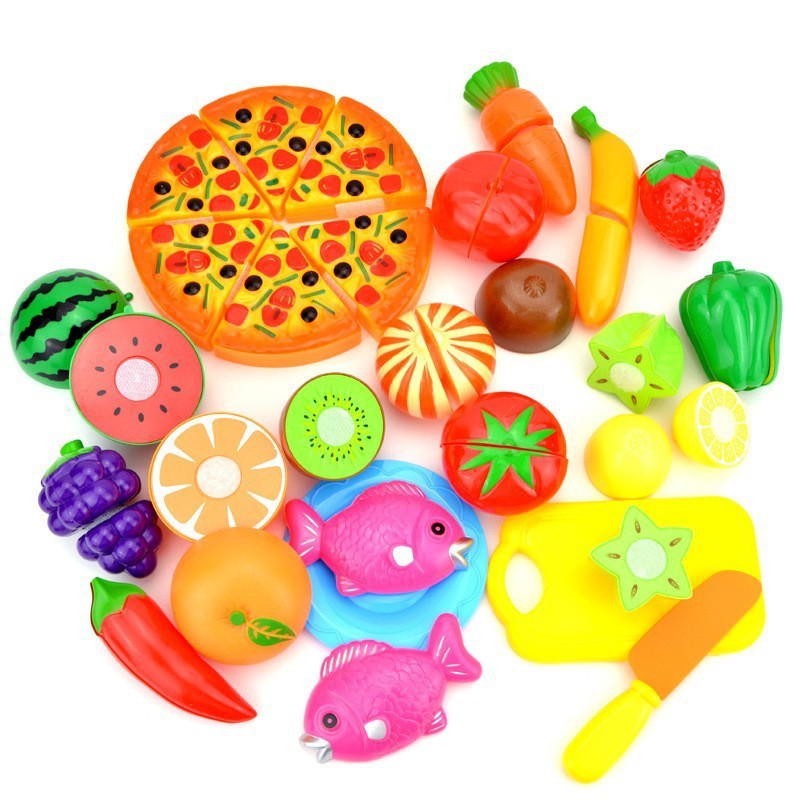Cross-border Children's Play-house Simulation Vegetables and Fruits Cutting Music Girls Cooking Kitchenware Educational Kitchen Toy suit