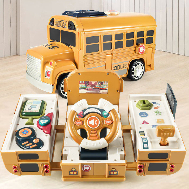 Children's steering wheel toy deformation bus bus early education multifunctional simulation school bus simulation wholesale