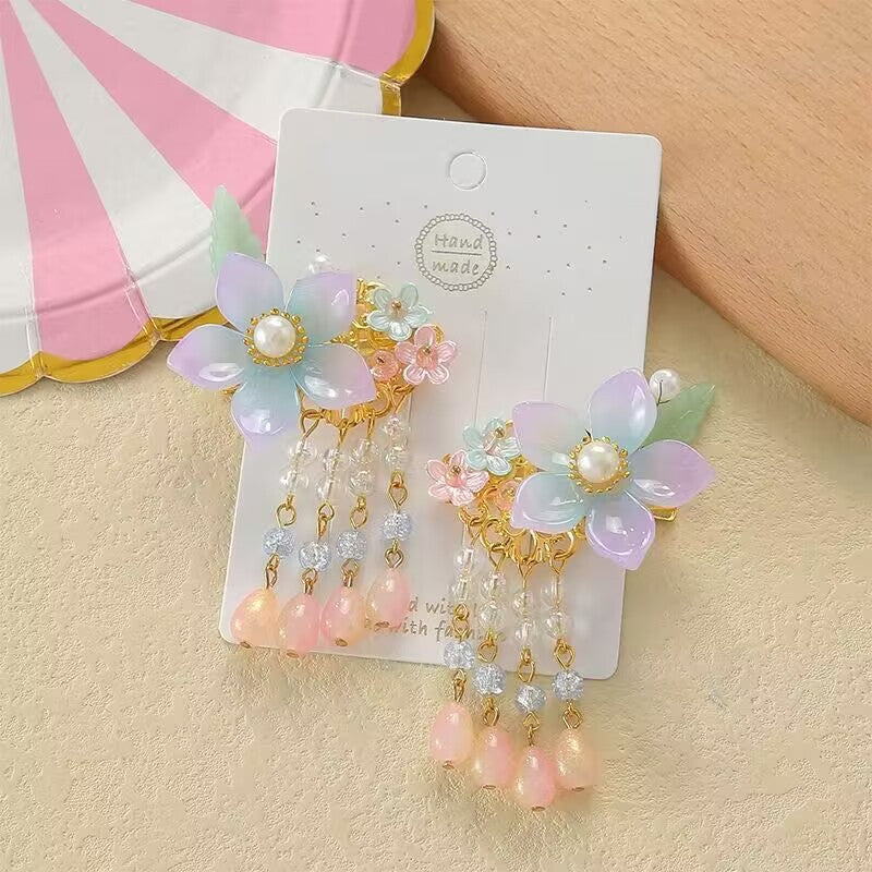 Children's Ancient Style Hair Accessories, Hairpins, Han Dynasty Costume Accessories, Tassels, Flowers, Super Fairy Clips, Girls' Glass Headdresses, Butterflies