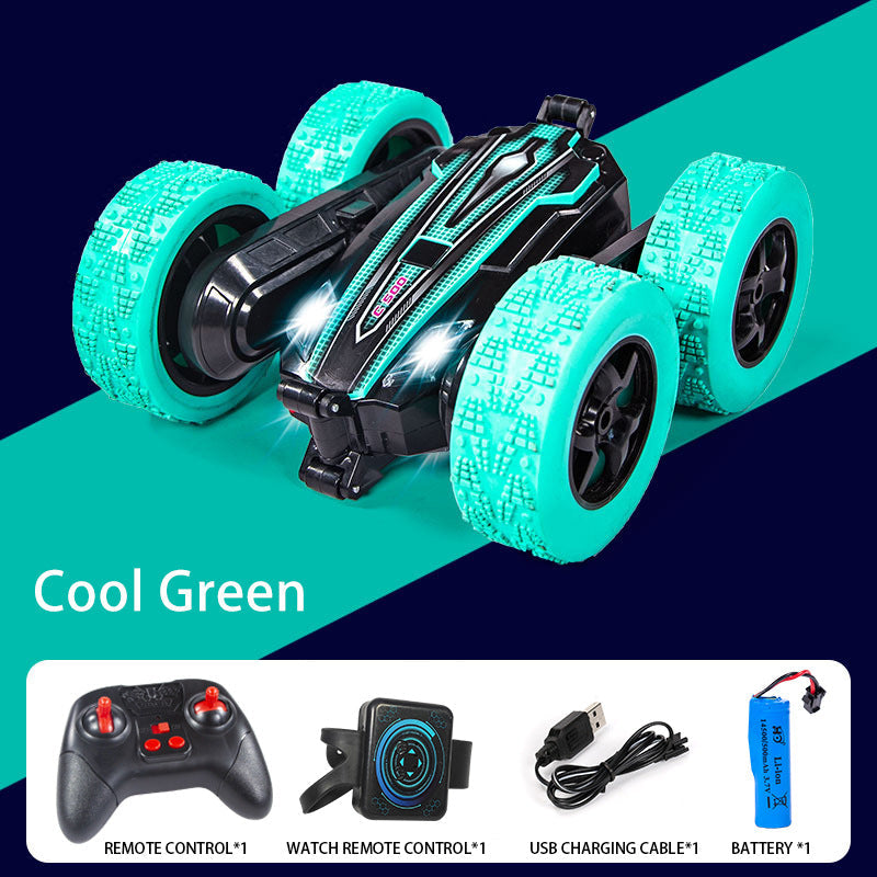 Cross-border gesture induction four-wheel drive off-road tipping bucket twisting car high-speed rotation music stunt remote control electric toy car