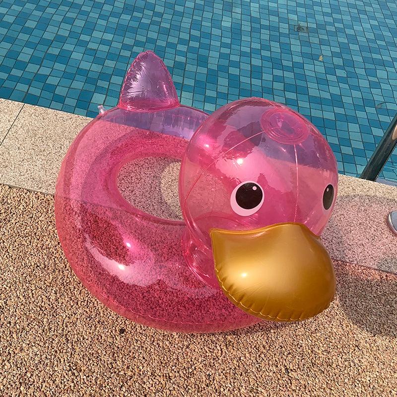 New children's pink rainbow horse sequins swimming ring inflatable water cute unicorn children's sponge bottom seat ring