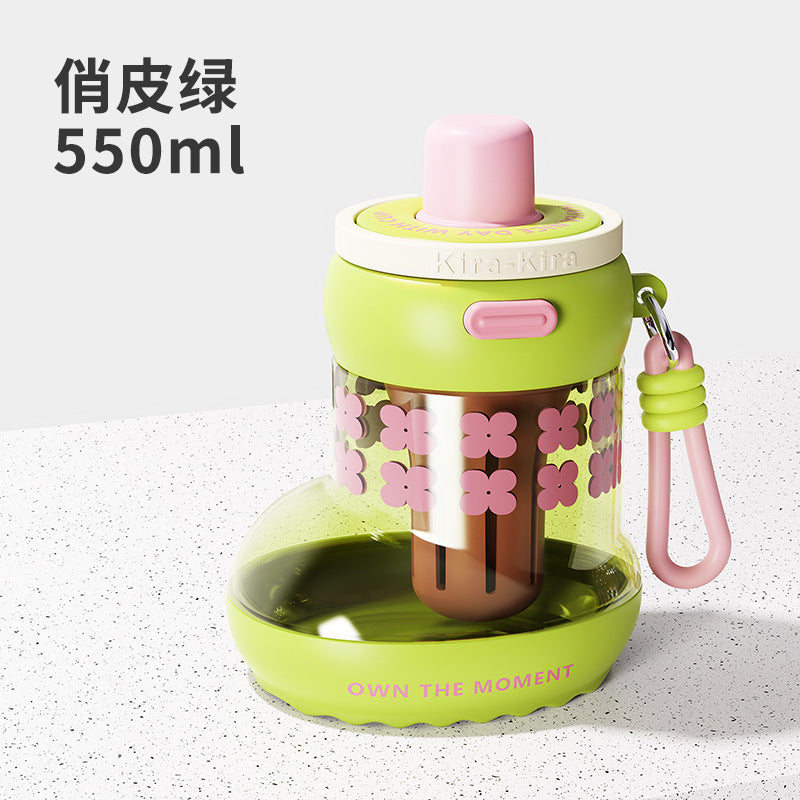 New Baby Bus Car Water Cup High Color Value Children's Suction Tube Cup Outdoor Portable Lid Large Capacity Water Cup