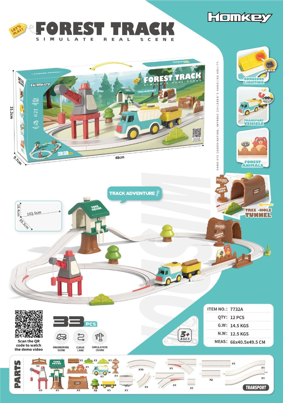 Cross-Border Electric Train Forest Logging Track Children's Assembled Circular Overpass Educational Track Car Boy Toy