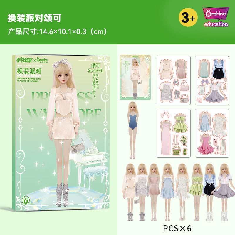 Girl's magnetic dress-up stickers toy princess dress-up show clothes-changing magnetic stickers doll stickers beauty puzzle
