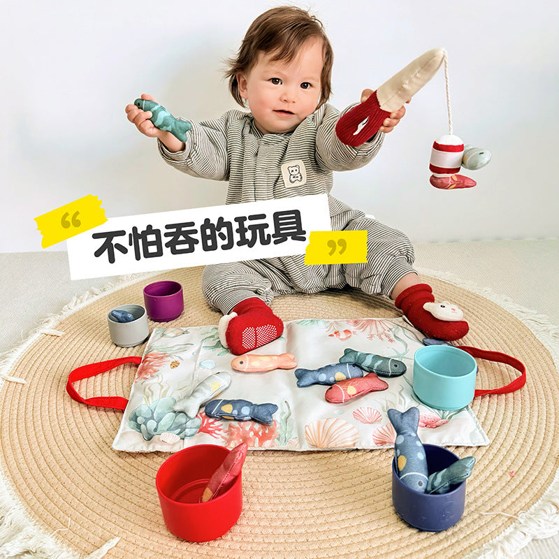 Cross-border Explosions Montessori Toy Baby Fishing Toy Game Velcro Fabric Mat Three-dimensional Early Education Enlightenment