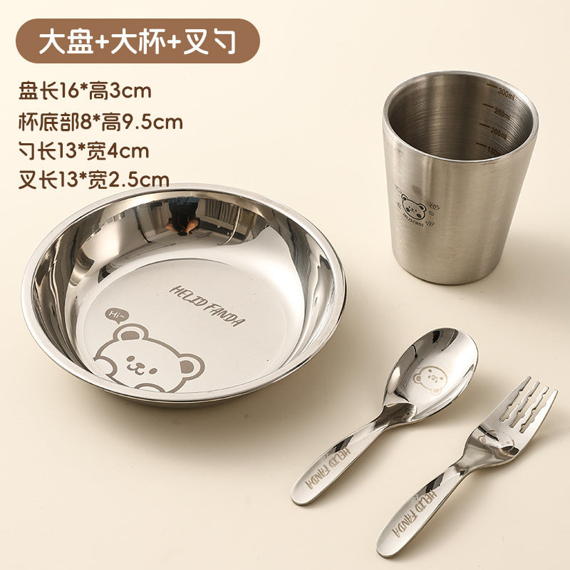 Set of 316 Stainless Steel Baby Feeding Bowls for Kids: Spoon, Fork, and Dinnerware for Learning to Eat