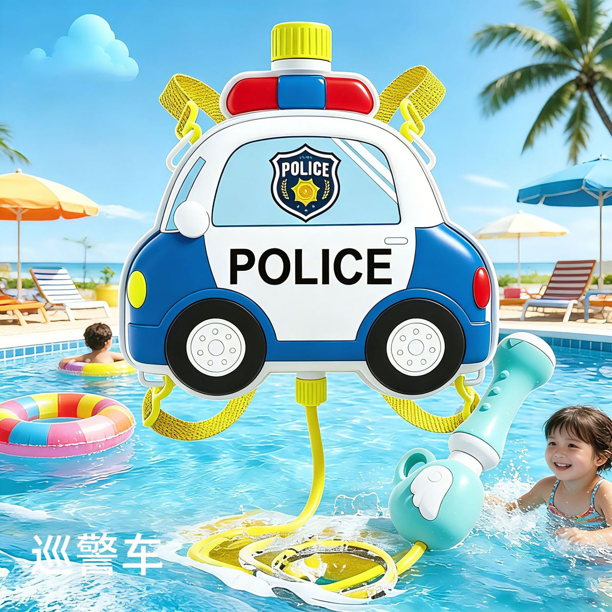 Children's Backpack Water Gun Toy, Pull-Out Large-Capacity Water Spray Outdoor Beach Water Play Gadget, Water Gun for Boys and Girls