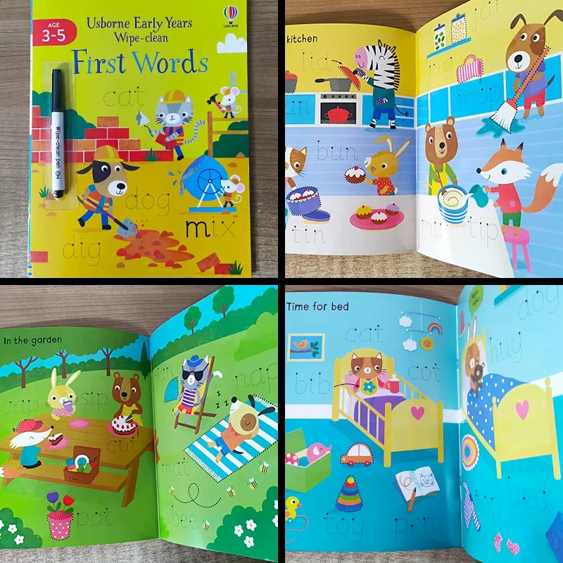 Erasable and reusable English learning workbook